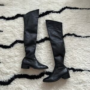 Vince Black Leather Over-the-Knee Boots
